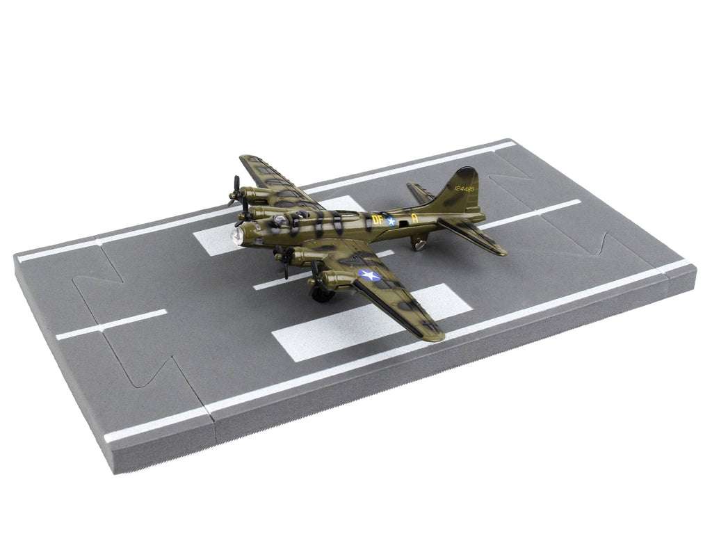 Boeing B-17 Flying Fortress Bomber Aircraft Olive Green Camouflage 'United States Army Air Force' with Runway Section Diecast Model Airplane by Runway24