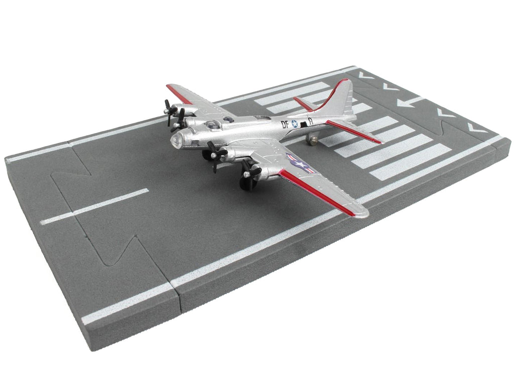 Boeing B-17 Flying Fortress Bomber Aircraft Silver Metallic 'United States Army Air Force' with Runway Section Diecast Model Airplane by Runway24