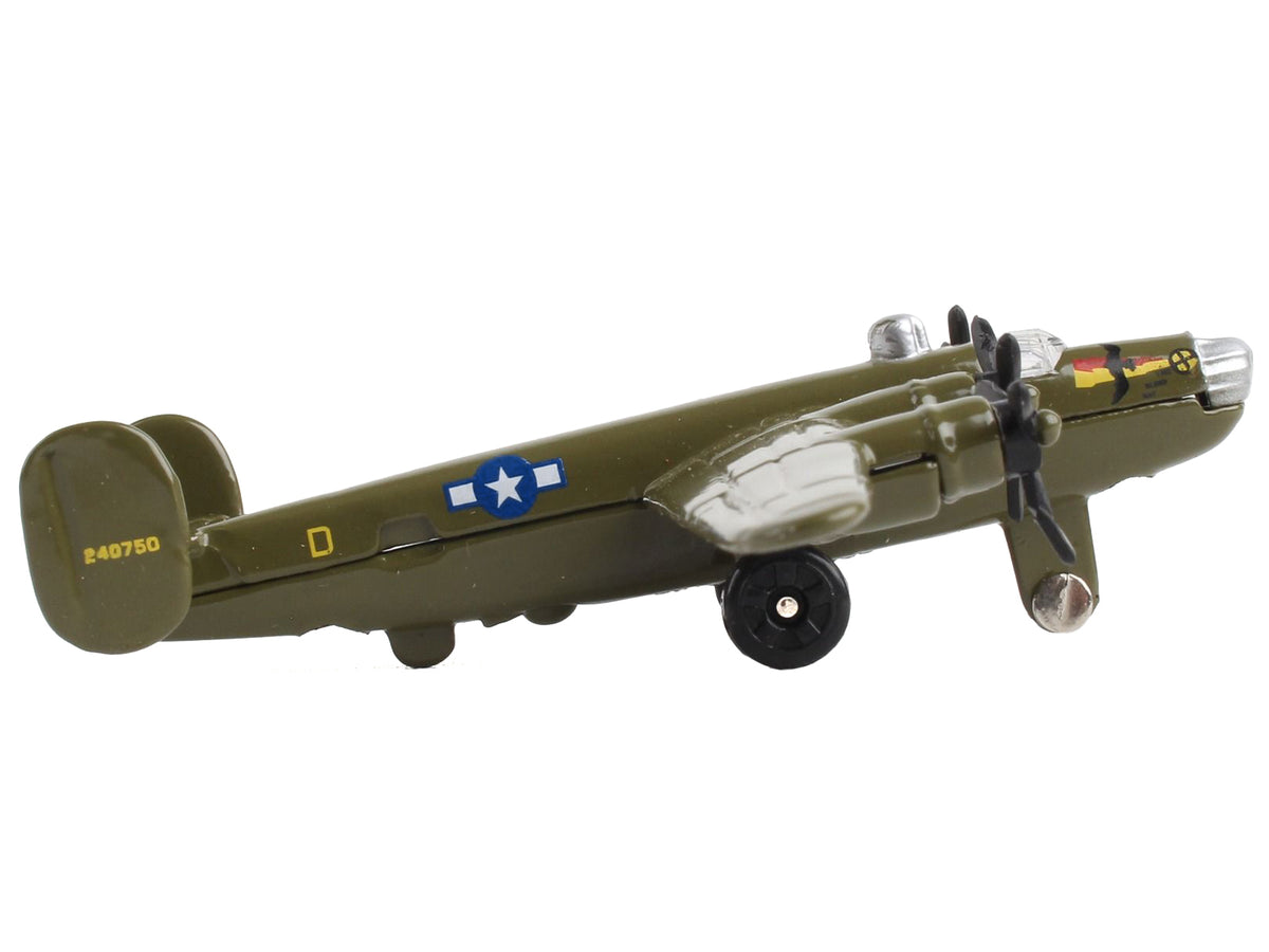 Consolidated B-24 Liberator Bomber Aircraft Olive Drab 'United States Army Air Force' with Runway Section Diecast Model Airplane by Runway24