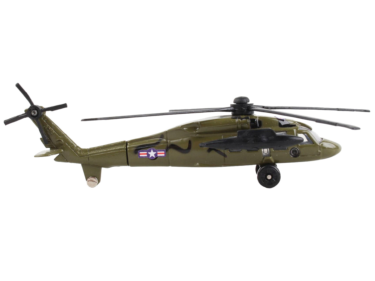 Sikorsky UH-60 Black Hawk Helicopter Olive Drab 'United States Army' with Runway Section Diecast Model by Runway24