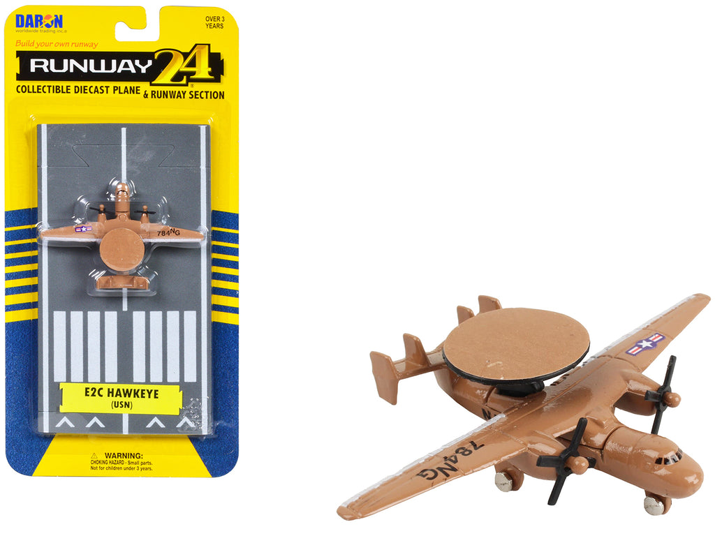 Northrop Grumman E-2C Hawkeye Aircraft Tan 'United States Navy' with Runway Section Diecast Model Airplane by Runway24