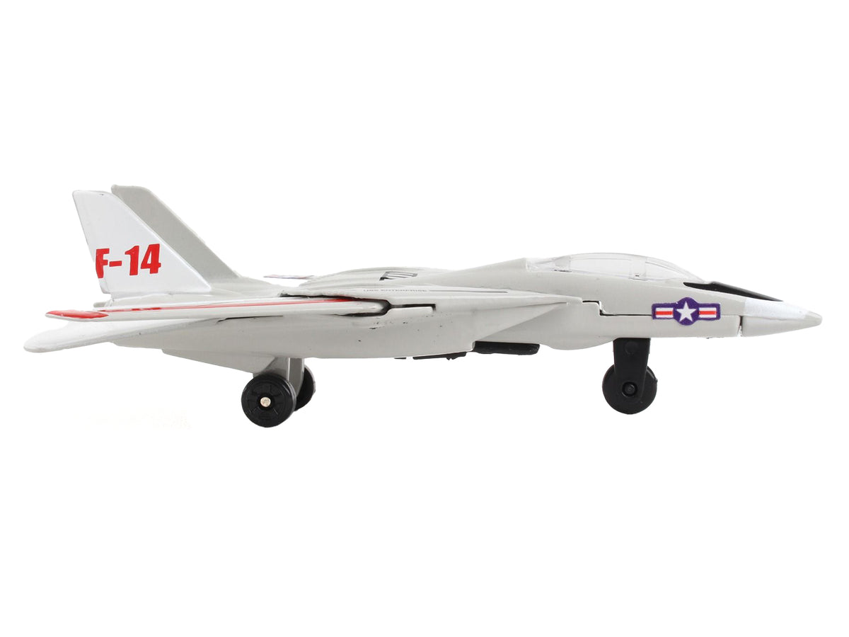 Grumman F-14 Tomcat Fighter Aircraft Gray with Red Stripes 'United States Navy Test Aircraft' with Runway Section Diecast Model Airplane by Runway24