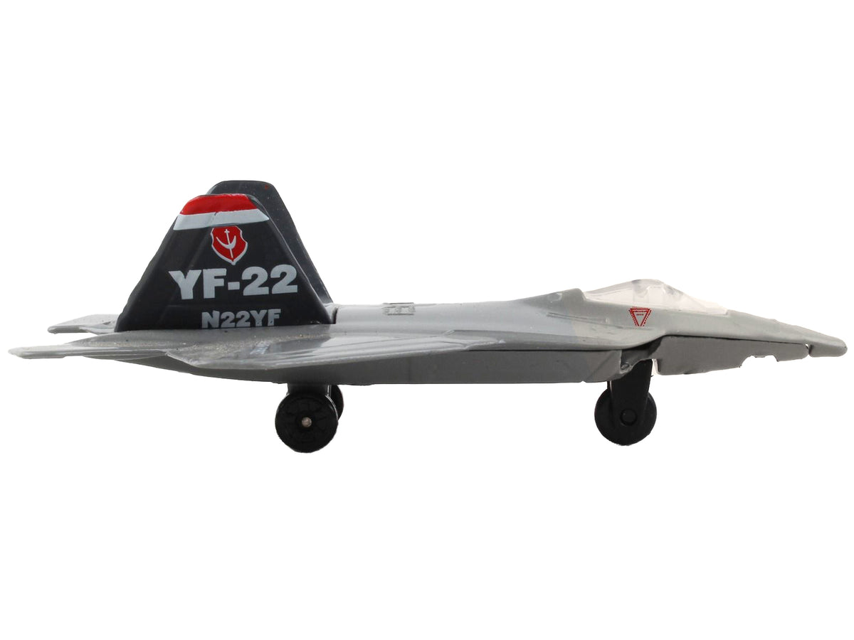 Lockheed Martin F-22 Raptor Stealth Aircraft Gray 'United States Air Force YF-22' with Runway Section Diecast Model Airplane by Runway24