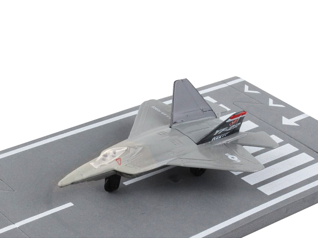 Lockheed Martin F-22 Raptor Stealth Aircraft Gray 'United States Air Force YF-22' with Runway Section Diecast Model Airplane by Runway24