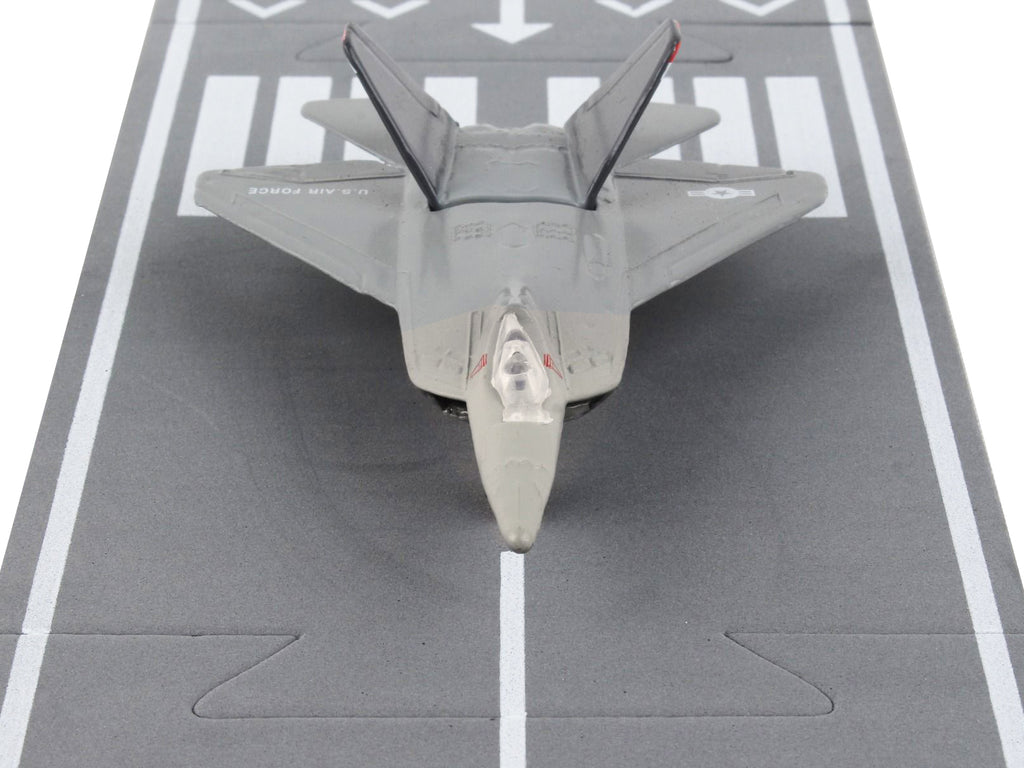 Lockheed Martin F-22 Raptor Stealth Aircraft Gray 'United States Air Force YF-22' with Runway Section Diecast Model Airplane by Runway24