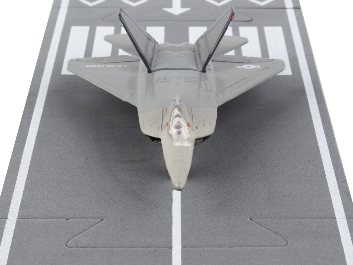 Lockheed Martin F-22 Raptor Stealth Aircraft Gray 'United States Air Force YF-22' with Runway Section Diecast Model Airplane by Runway24