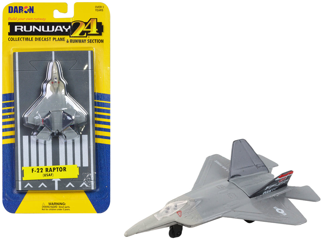 Lockheed Martin F-22 Raptor Stealth Aircraft Gray 'United States Air Force YF-22' with Runway Section Diecast Model Airplane by Runway24