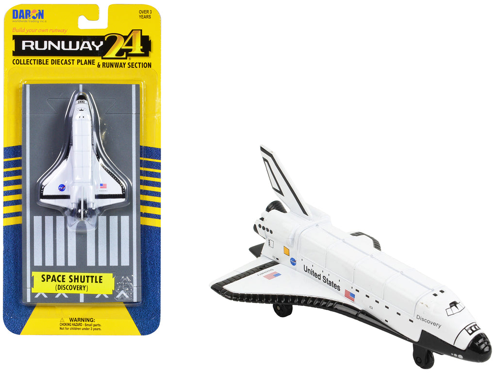 NASA 'Discovery' Space Shuttle White 'United States' with Runway Section Diecast Model Airplane by Runway24