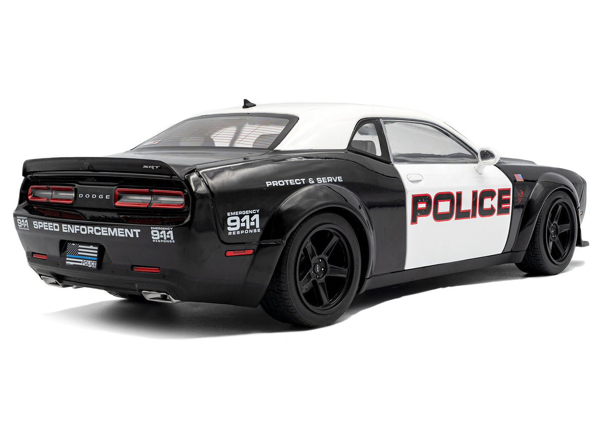 2023 Dodge Challenger Demon 'Police' Black and White 1/18 Diecast Model Car by Solido