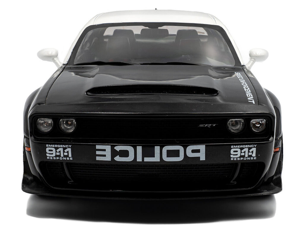 2023 Dodge Challenger Demon 'Police' Black and White 1/18 Diecast Model Car by Solido