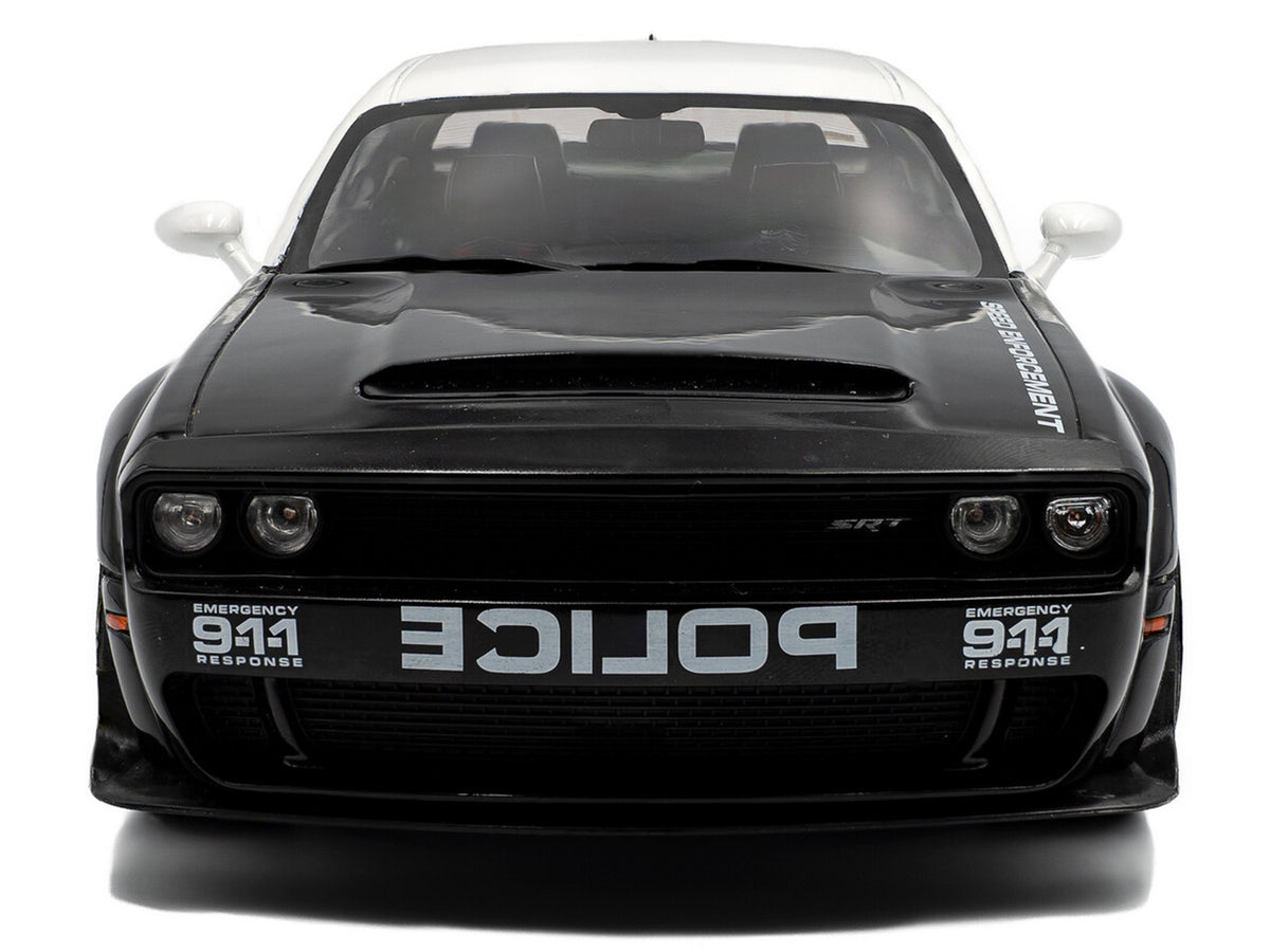 2023 Dodge Challenger Demon 'Police' Black and White 1/18 Diecast Model Car by Solido