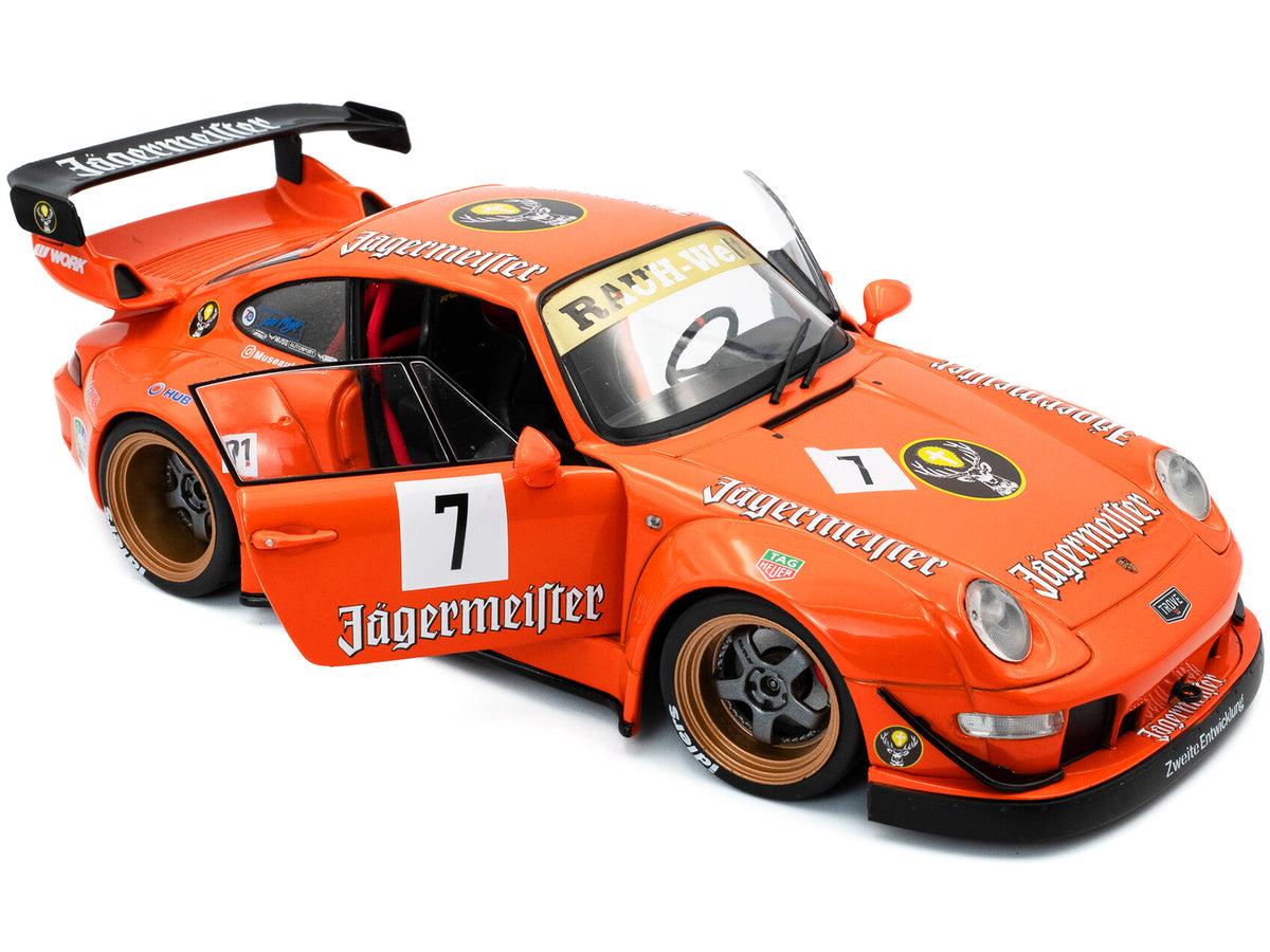 2020 RWB Bodykit #7 'Jagermeister' Orange with Graphics 1/18 Diecast Model Car by Solido