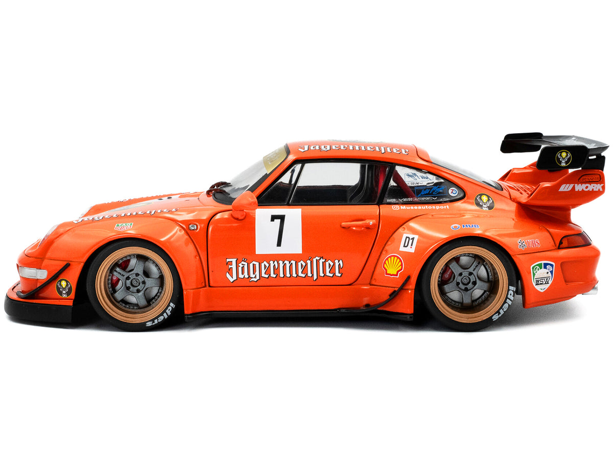 2020 RWB Bodykit #7 'Jagermeister' Orange with Graphics 1/18 Diecast Model Car by Solido