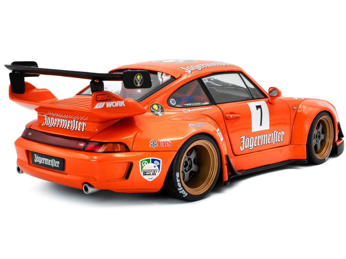 2020 RWB Bodykit #7 'Jagermeister' Orange with Graphics 1/18 Diecast Model Car by Solido