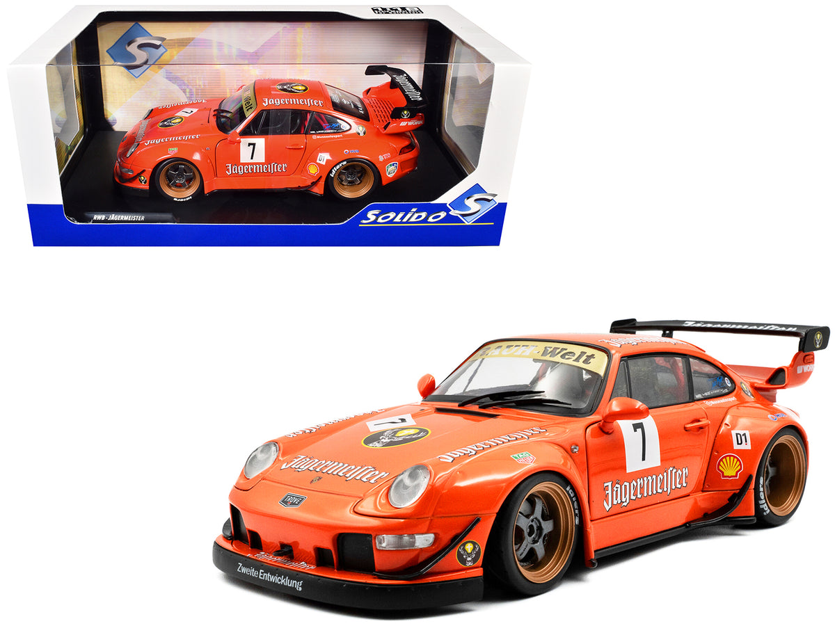 2020 RWB Bodykit #7 'Jagermeister' Orange with Graphics 1/18 Diecast Model Car by Solido
