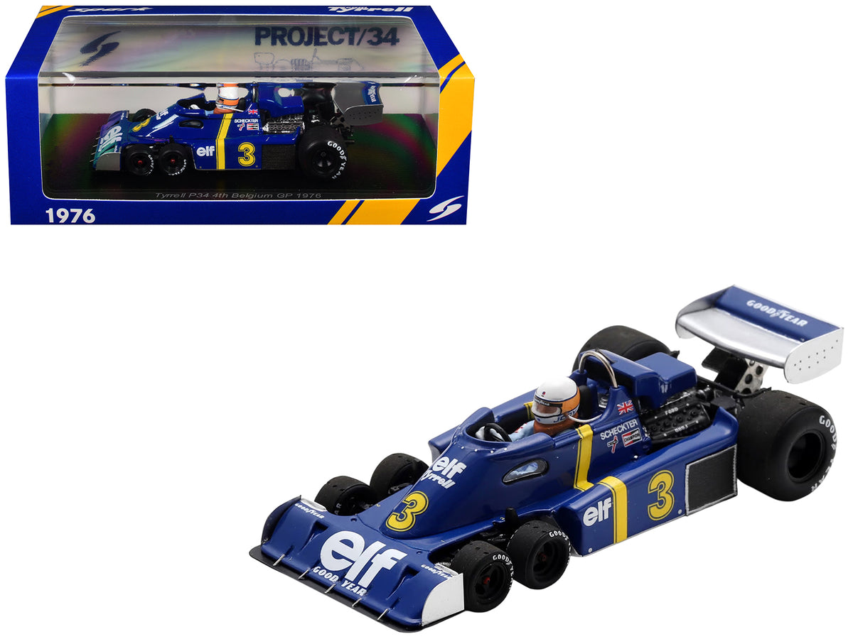 Tyrrell P34 #3 Jody Scheckter Formula One F1 'Belgian GP' (1976) with Driver 1/43 Model Car by Spark