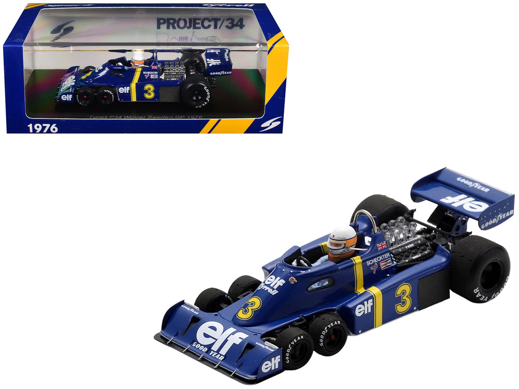 Tyrrell P34 #3 Jody Scheckter Winner Formula One F1 'Swedish GP' (1976) with Driver 1/43 Model Car by Spark