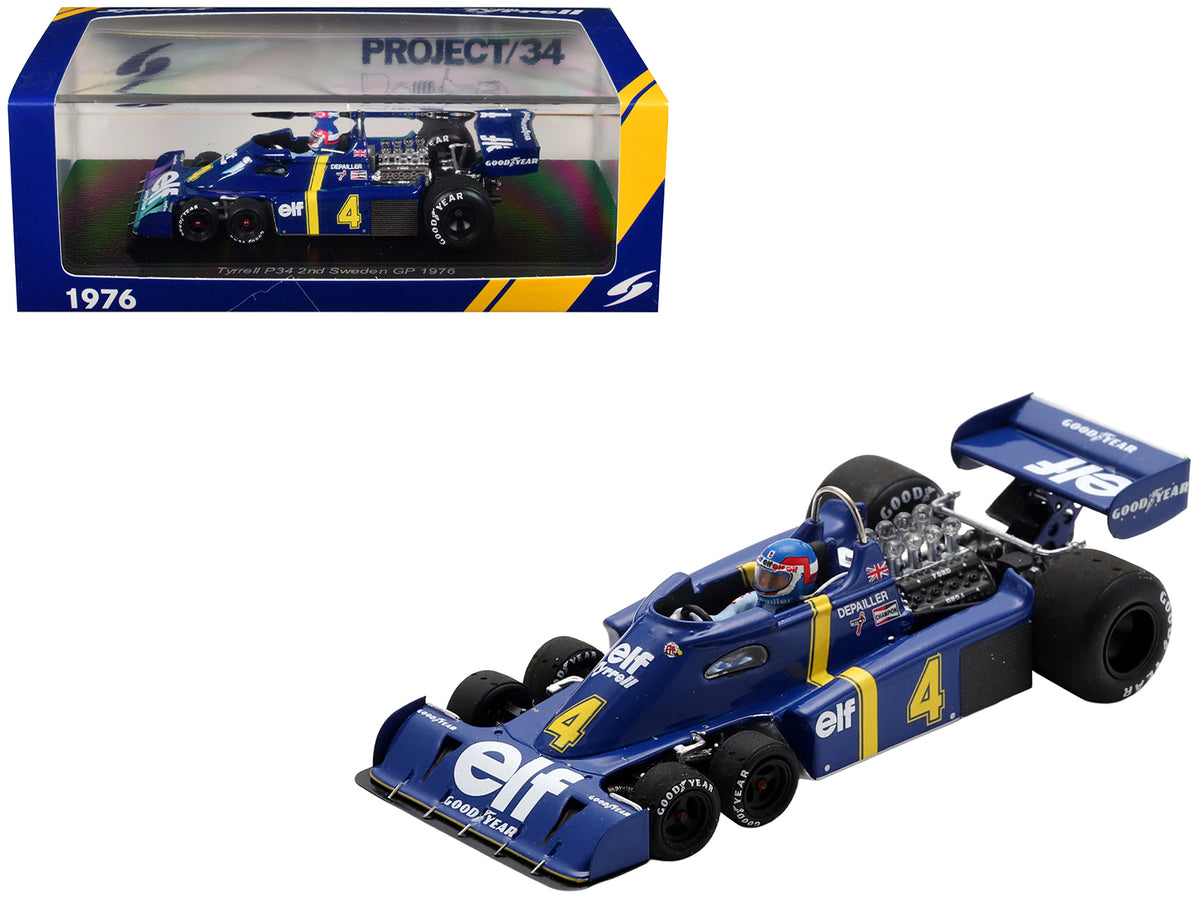 Tyrrell P34 #4 Patrick Depailler 2nd Place Formula One F1 'Swedish GP' (1976) with Driver 1/43 Model Car by Spark