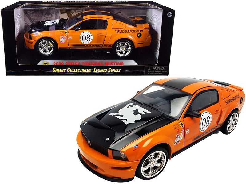 2008 Ford Shelby Mustang #08 'Terlingua' Orange and Black 'Shelby Collectibles Legend' Series 1/18 Diecast Model Car by Shelby Collectibles