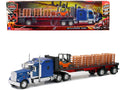 Kenworth W900 Truck with Flatbed Trailer Blue with Forklift and Pallets 'Long Haul Truckers' Series 1/32 Diecast Model by New Ray