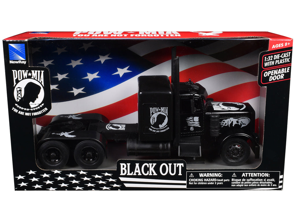 Peterbilt Custom Truck Black Out 'POW-MIA You Are Not Forgotten' 1/32 Diecast Model by New Ray