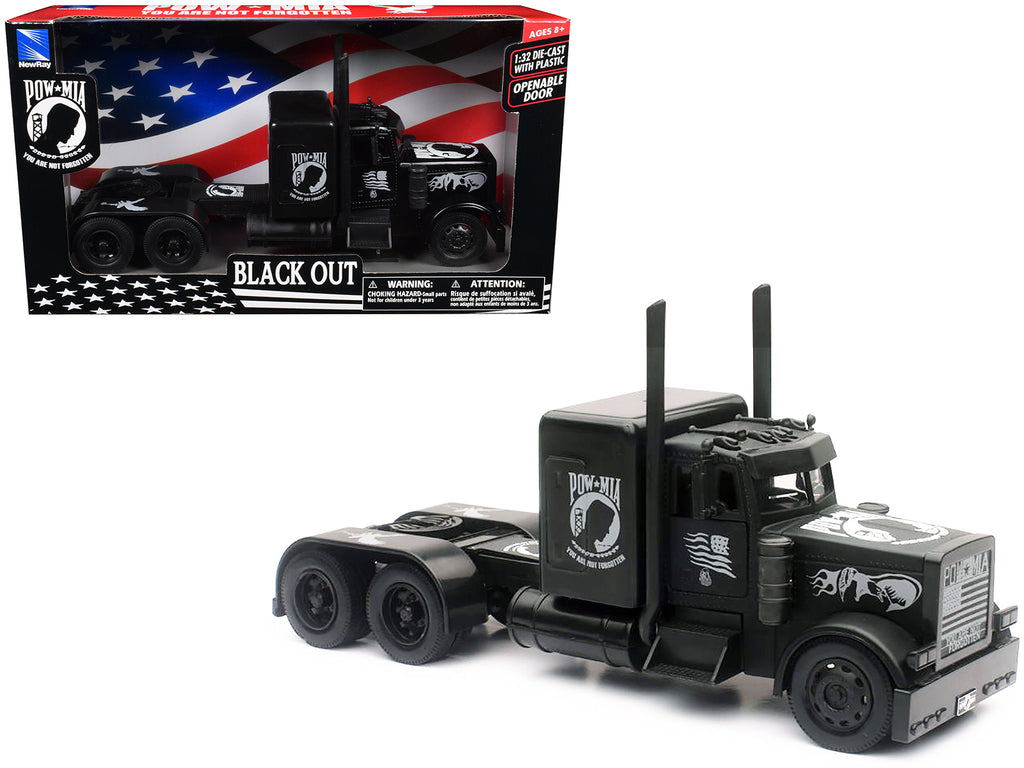 Peterbilt Custom Truck Black Out 'POW-MIA You Are Not Forgotten' 1/32 Diecast Model by New Ray
