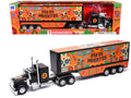 Kenworth W900 Truck Black with Graphics and Dry Van Trailer 'Dia De Muertos' 1/32 Diecast Model by New Ray