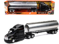 Peterbilt 387 Truck Black with Tanker Trailer Silver 'Long Haul Truckers' Series 1/43 Diecast Model by New Ray