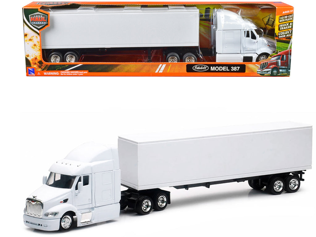 Peterbilt 387 Truck with Dry Goods Trailer White 'Long Haul Trucker' Series 1/43 Diecast Model by New Ray