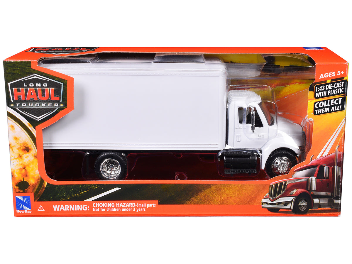 International 4200 Box Truck White 'Long Haul Truckers' Series 1/43 Diecast Model by New Ray