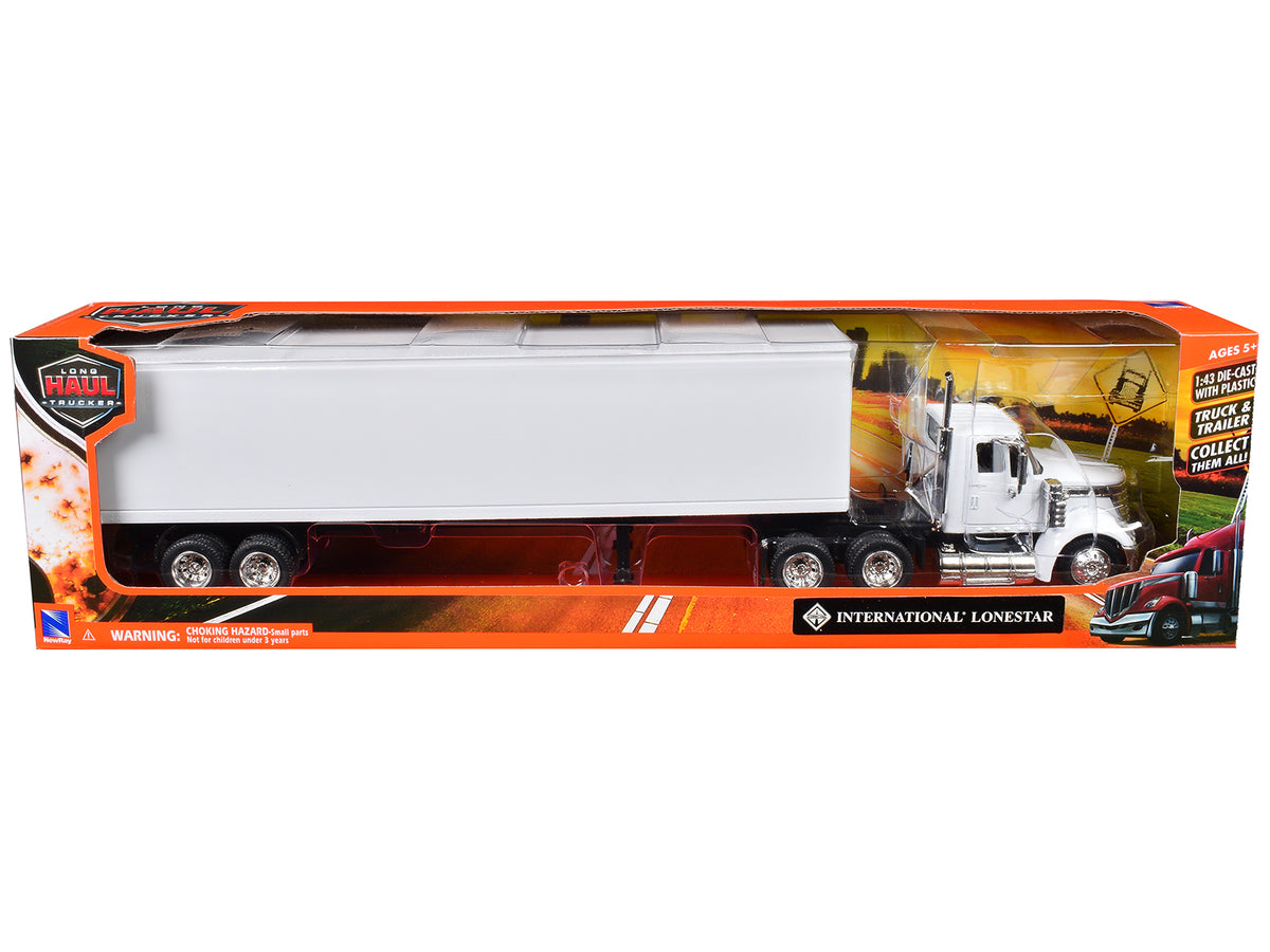 International LoneStar Truck with Dry Goods Trailer White 'Long Haul Truckers' Series 1/43 Diecast Model by New Ray