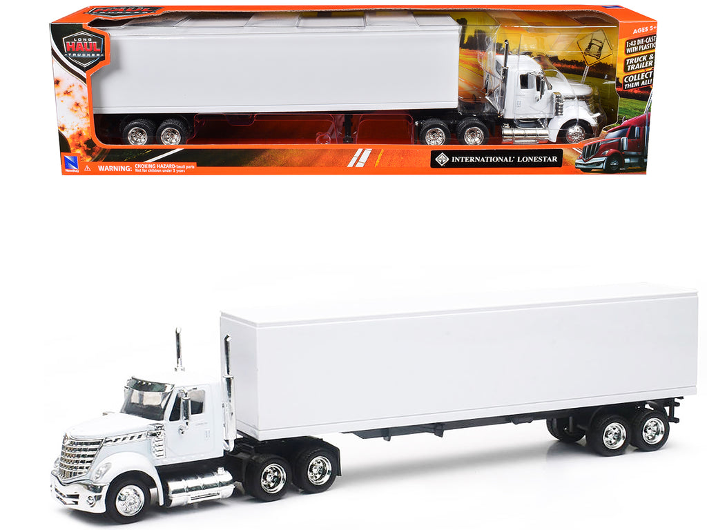 International LoneStar Truck with Dry Goods Trailer White 'Long Haul Truckers' Series 1/43 Diecast Model by New Ray