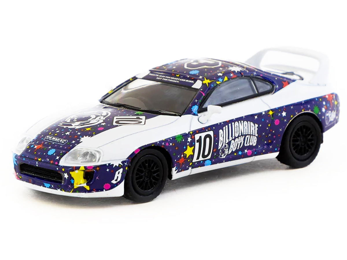 Toyota Supra RHD (Right Hand Drive) #10 'Billionaire Boys Club' Purple and White with Graphics 'Hobby64' Series 1/64 Diecast Model Car by Tarmac Works