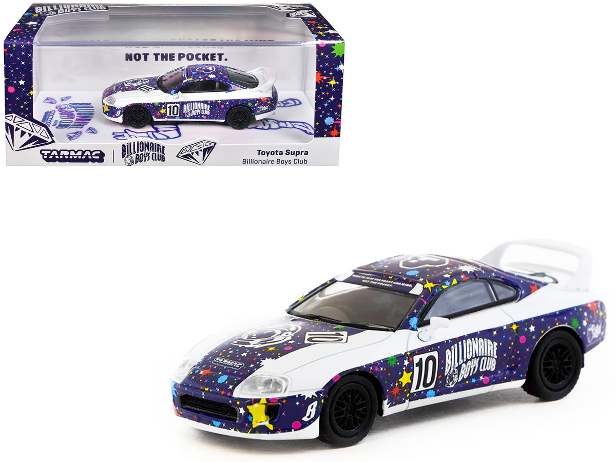 Toyota Supra RHD (Right Hand Drive) #10 'Billionaire Boys Club' Purple and White with Graphics 'Hobby64' Series 1/64 Diecast Model Car by Tarmac Works