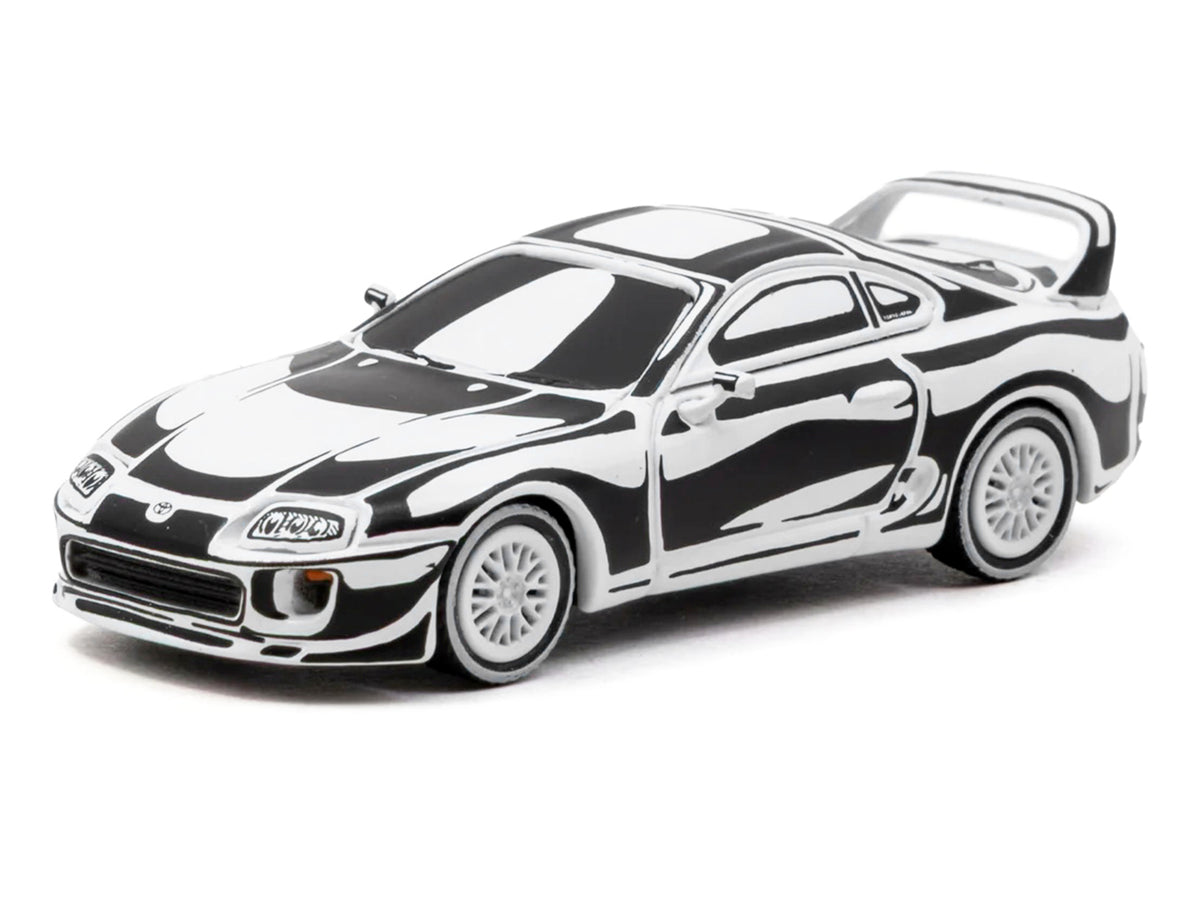 Toyota Supra 'Designed by Joshua Vides' Black and White 'Hobby64' Series 1/64 Diecast Model Car by Tarmac Works