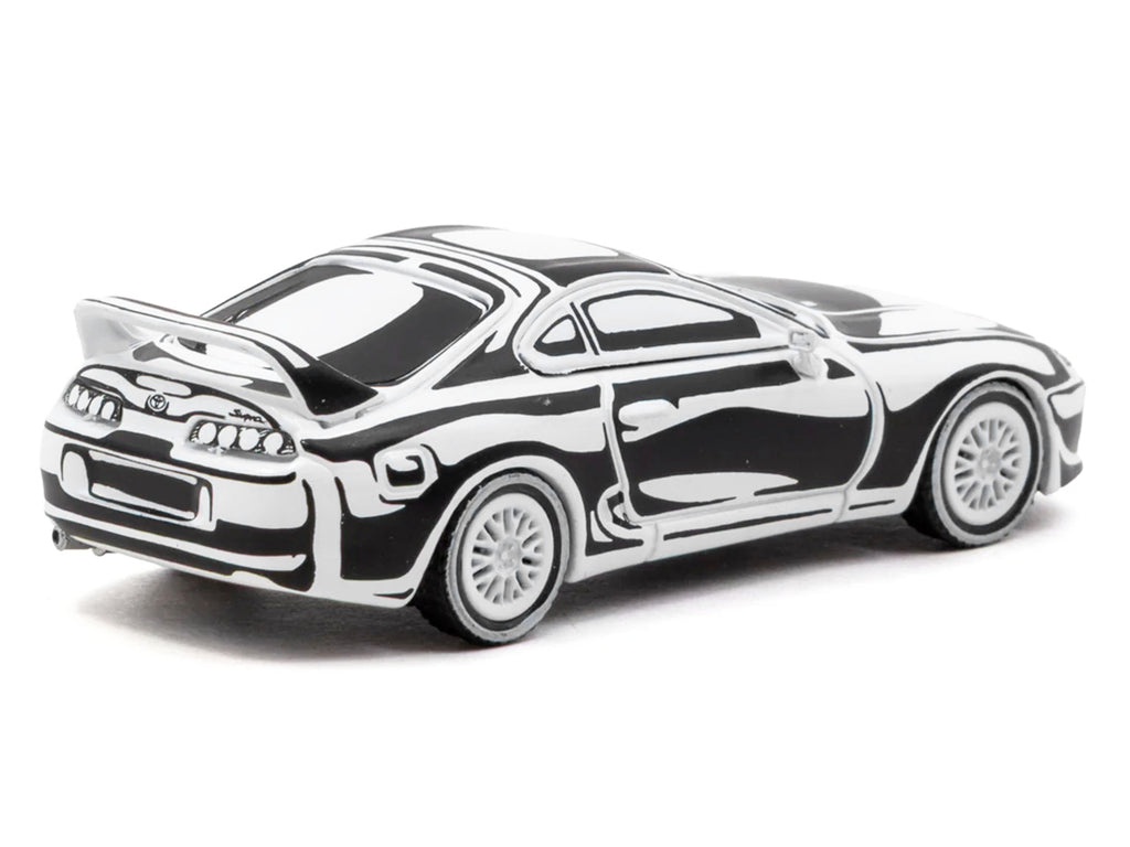 Toyota Supra 'Designed by Joshua Vides' Black and White 'Hobby64' Series 1/64 Diecast Model Car by Tarmac Works