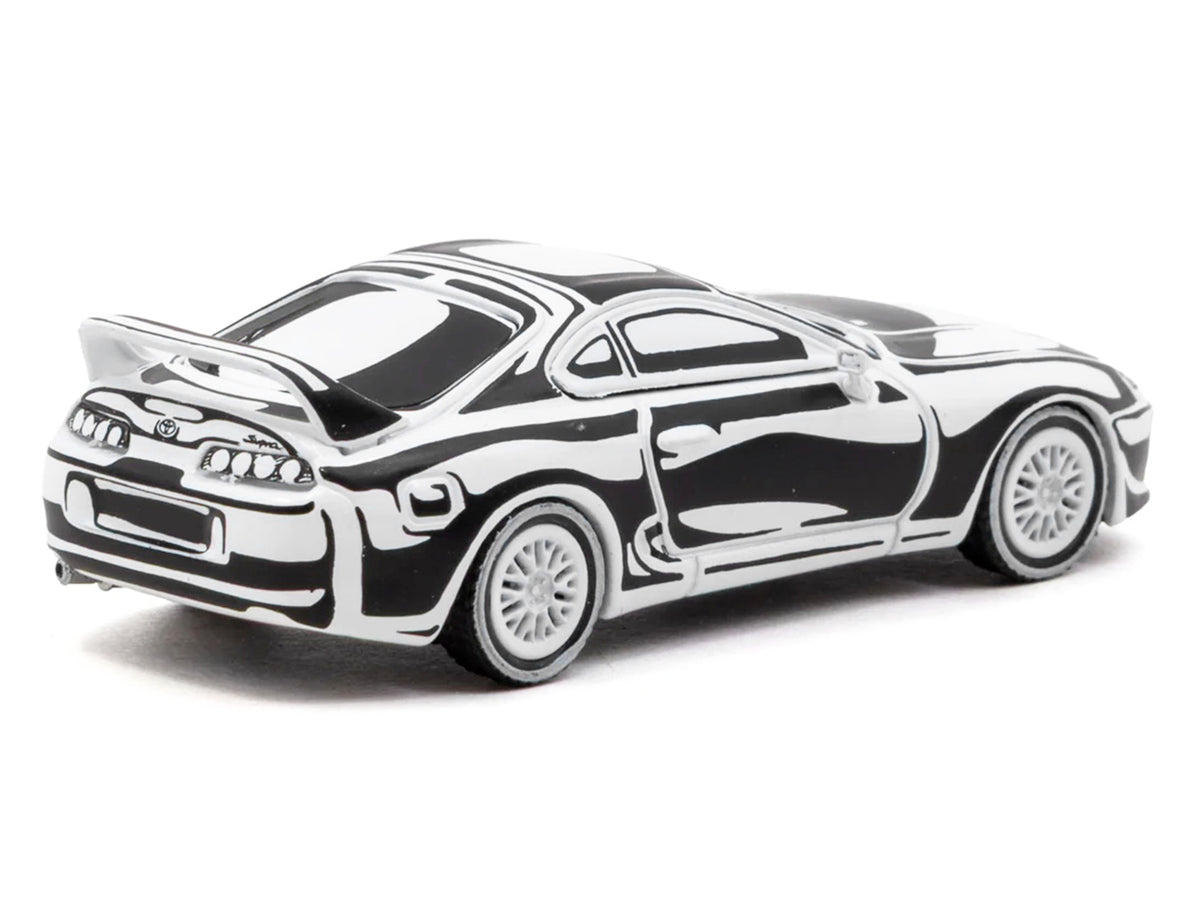 Toyota Supra 'Designed by Joshua Vides' Black and White 'Hobby64' Series 1/64 Diecast Model Car by Tarmac Works