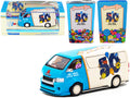 Toyota Hiace Widebody Van 'Mr. Men Little Miss 50th Anniversary' (1971-2021) with METAL OIL CAN 1/64 Diecast Model Car by Tarmac Works