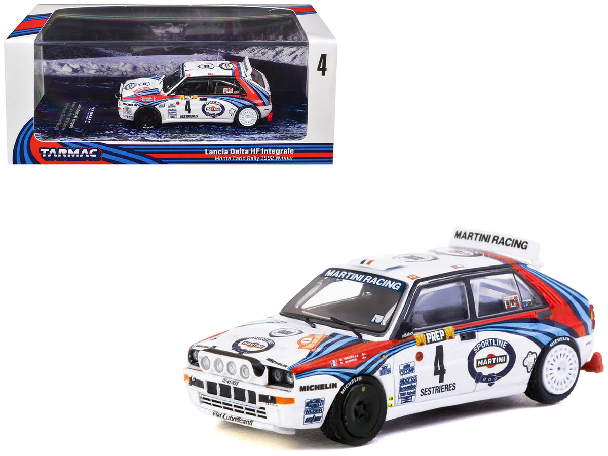 Lancia Delta HF Integrale #4 Didier Auriol - Bernard Occelli 'Martini Racing' Winner 'Monte Carlo Rally' (1992) 'Hobby64' Series 1/64 Diecast Model Car by Tarmac Works