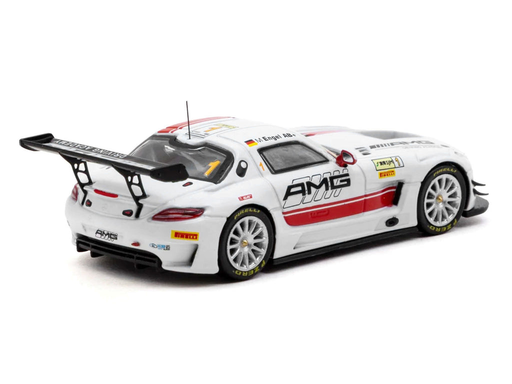 Mercedes-Benz SLS AMG GT3 #1 Maro Engel Winner 'Macau GT Cup - FIA GT World Cup' (2015) with Tarmac Cards 'Hobby64' Series 1/64 Diecast Model Car by Tarmac Works