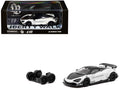 LB-Works 720S White with Carbon Hood and Black Top with Extra Wheels 'Hobby64' Series 1/64 Diecast Model Car by Tarmac Works
