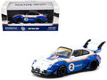 RWB 993 #2 'Liberty Walk' White and Blue Metallic with Container Packaging 'Hobby64' Series 1/64 Diecast Model Car by Tarmac Works