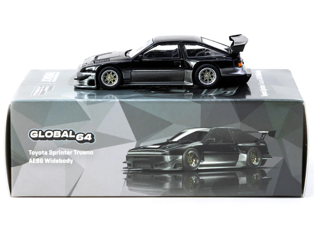 Toyota Sprinter Trueno AE86 Widebody RHD (Right Hand Drive) 'Jonsibal Designworks' Black and Gray Metallic 'Global64' Series 1/64 Diecast Model by Tarmac Works