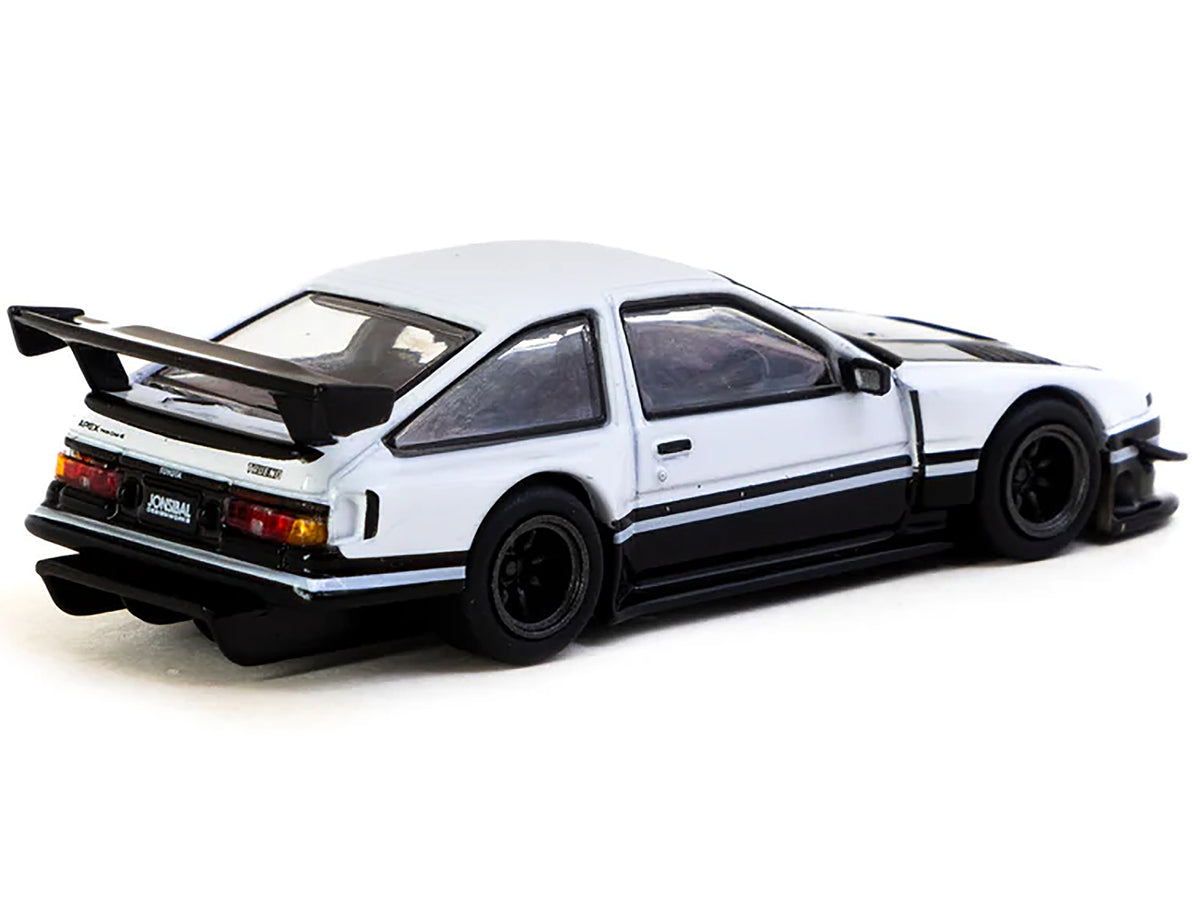 Toyota Sprinter Trueno AE86 Widebody RHD (Right Hand Drive) White and Black with Tarmac Cards 'Global64' Series 1/64 Diecast Model by Tarmac Works