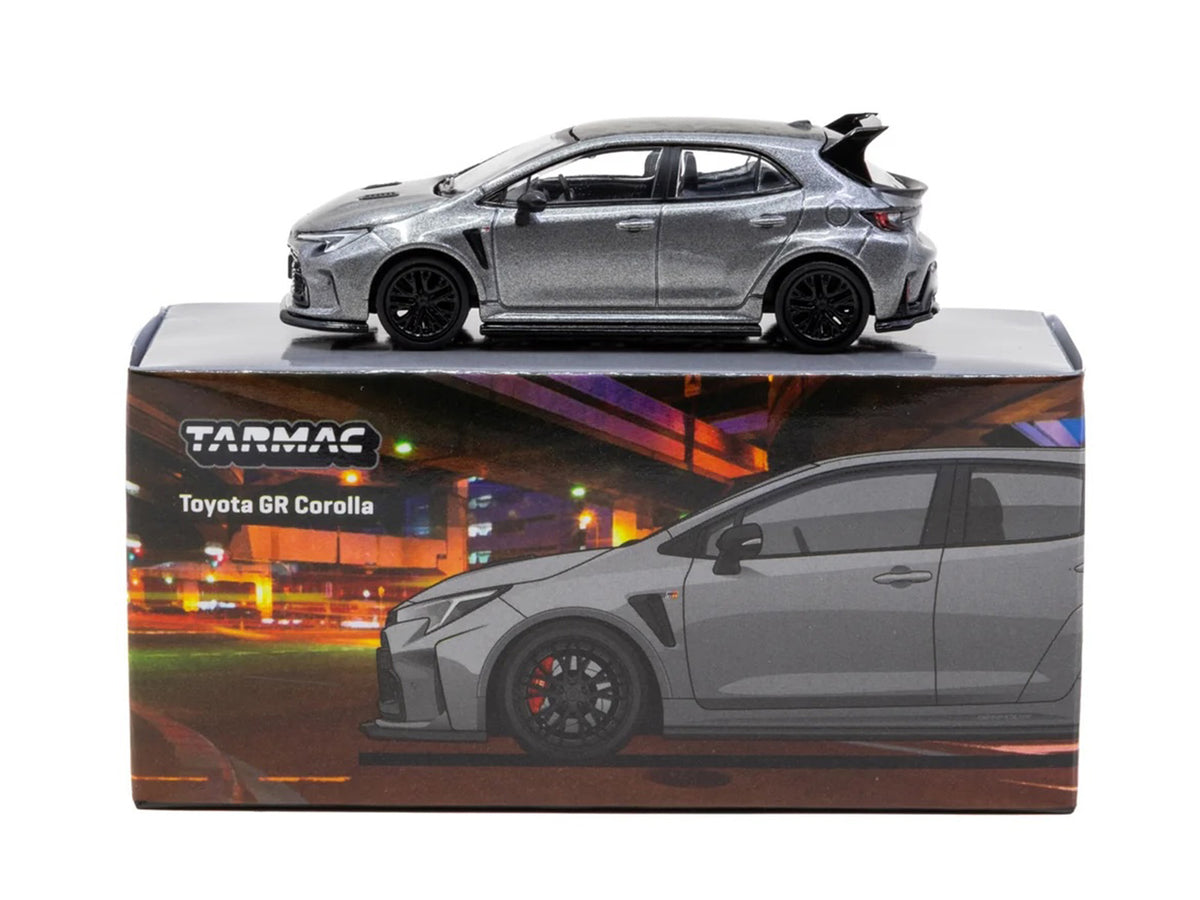 Toyota GR Corolla RHD (Right Hand Drive) Gray Metallic with Metal Oil Can Packaging 'Global64' Series 1/64 Diecast Model Car by Tarmac Works