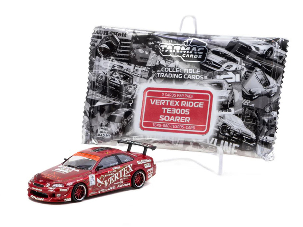 Toyota VERTEX Ridge TE3005 Soarer RHD (Right Hand Drive) Red Metallic with Graphics and Tarmac Cards 'Global64' Series 1/64 Diecast Model Car by Tarmac Works