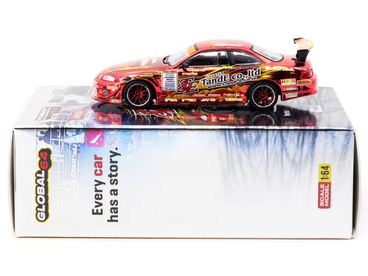 Toyota VERTEX Ridge TE3006 Soarer RHD (Right Hand Drive) Chrome Red with Graphics 'Tokyo Auto Salon 2026' 'Global64' Series 1/64 Diecast Model Car by Tarmac Works