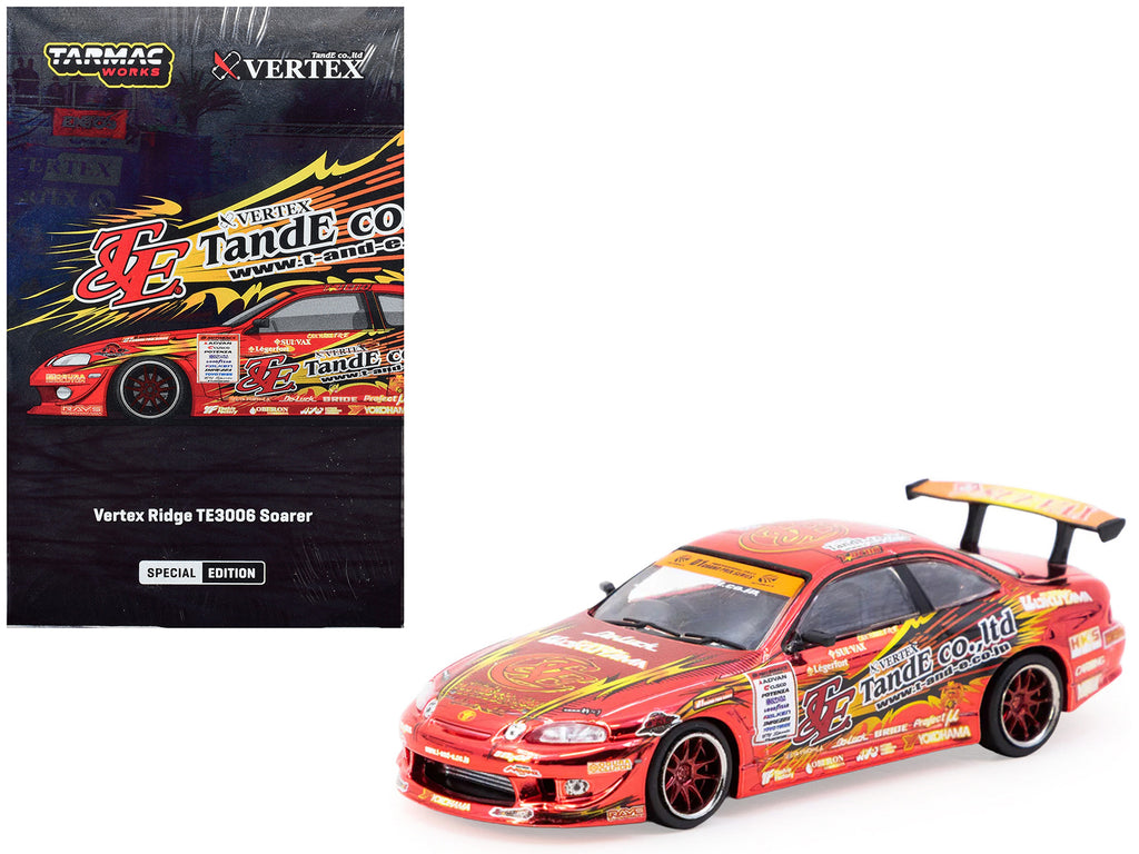 Toyota VERTEX Ridge TE3006 Soarer RHD (Right Hand Drive) Chrome Red with Graphics 'Tokyo Auto Salon 2026' 'Global64' Series 1/64 Diecast Model Car by Tarmac Works