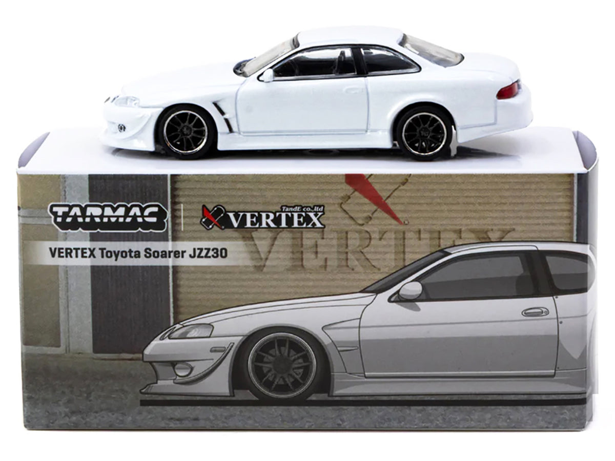 Toyota VERTEX Soarer JZZ30 RHD (Right Hand Drive) White Metallic 'Global64' Series 1/64 Diecast Model Car by Tarmac Works