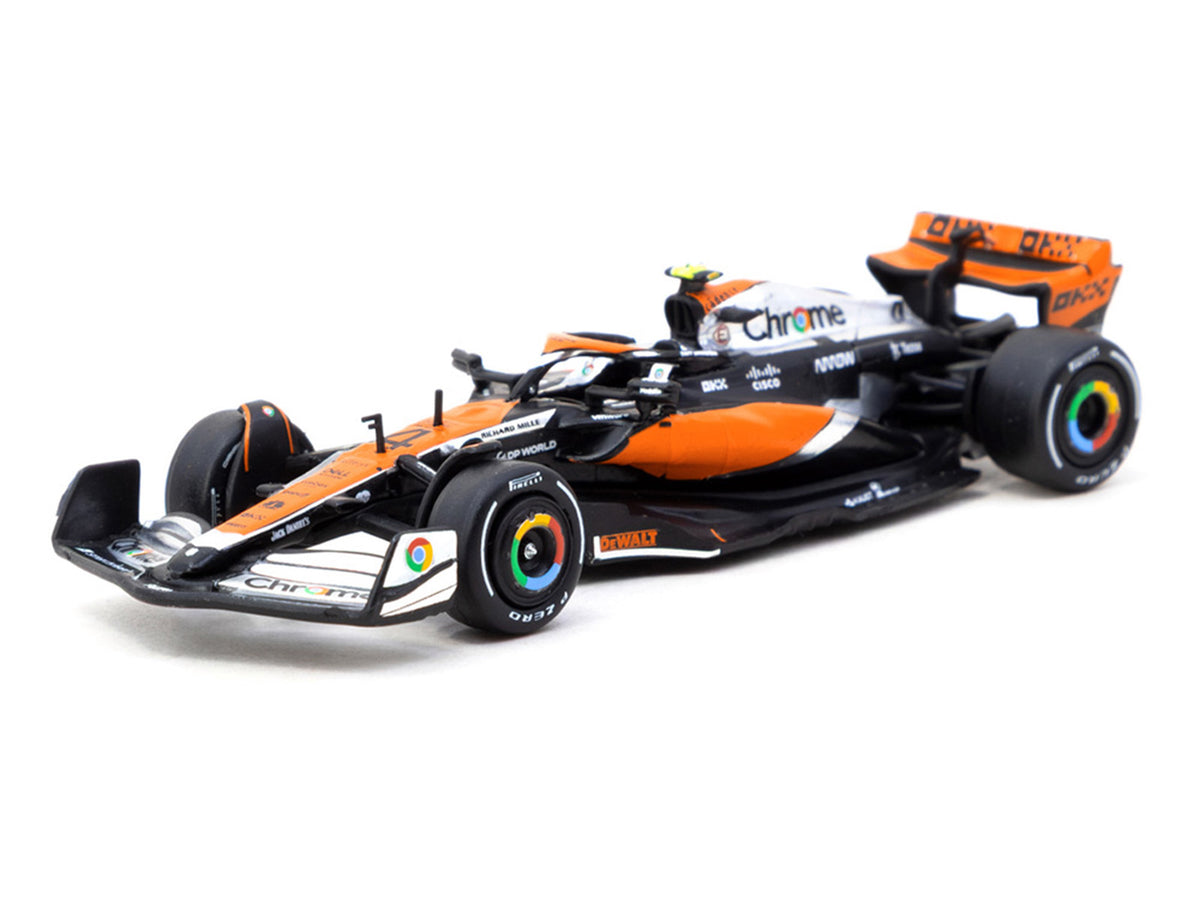 McLaren MCL60 #4 Lando Norris 2nd Place Formula One F1 'British GP' (2023) with Pitboards 'Global64' Series 1/64 Diecast Model Car by Tarmac Works
